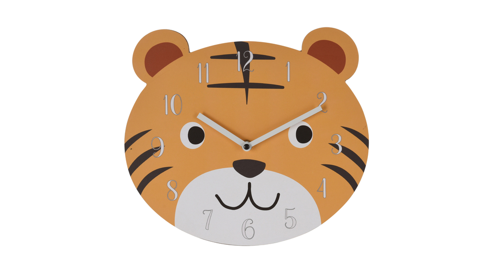 Zegar ścienny do pokoju dziecięcego pomarańczowy MIŚ 27,5x31 cm