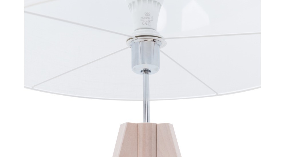 Lampa na drewnianym trójnogu abażur biały DOVE
