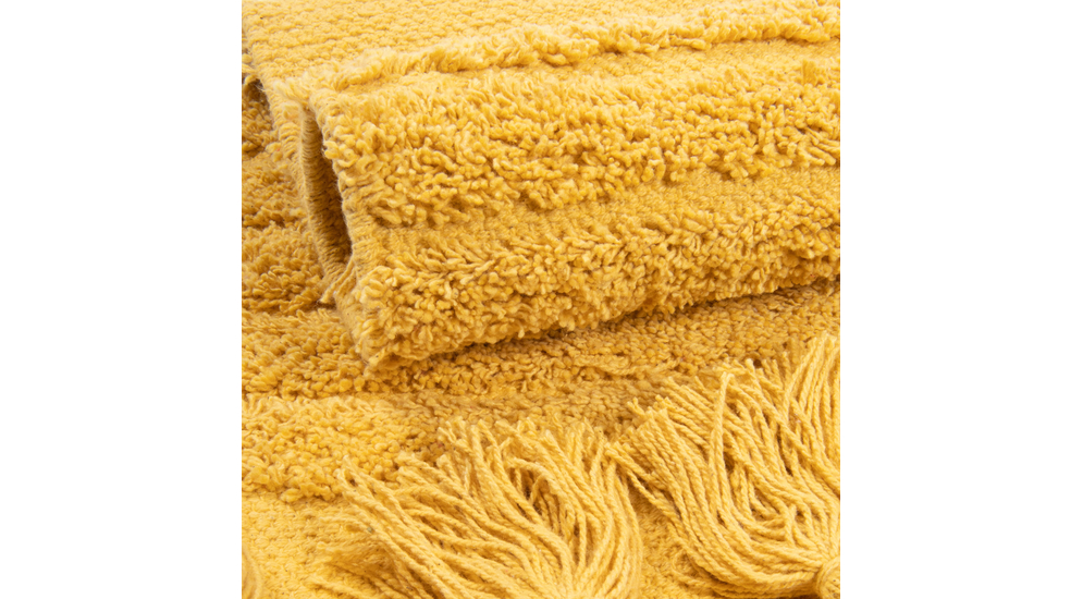 Dywan bawełniany z frędzlami żółty BOHO 70x140 cm 