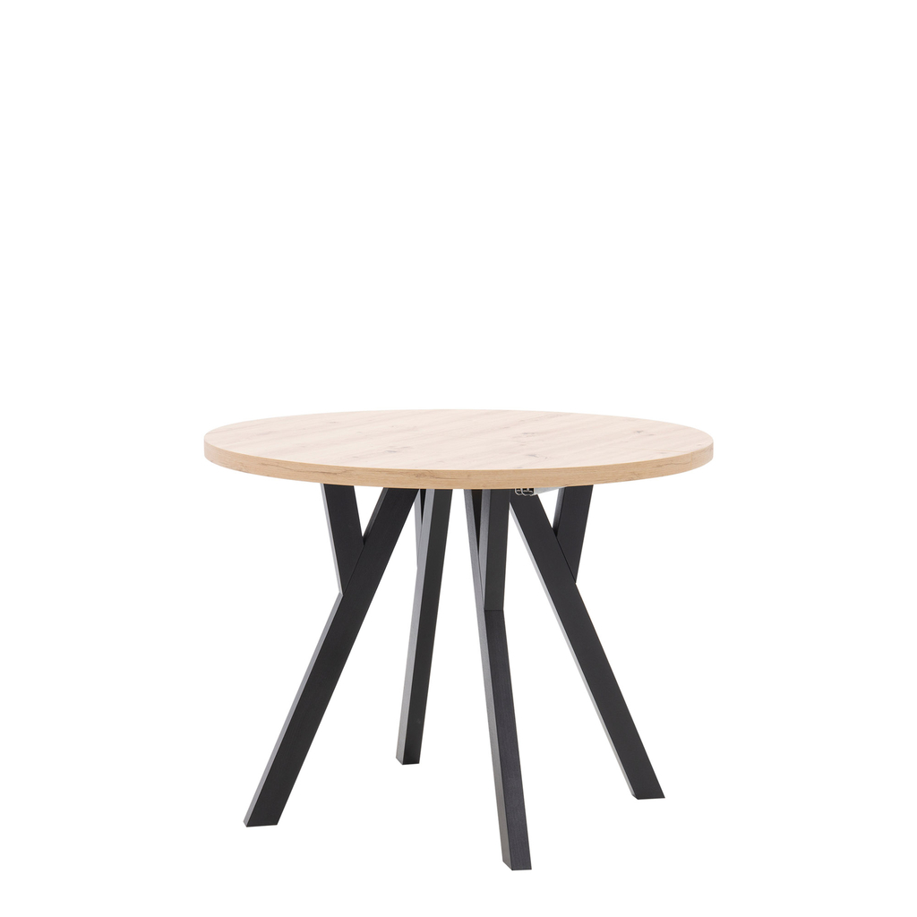 Stół okrągły rozkładany na drewnianych nogach.