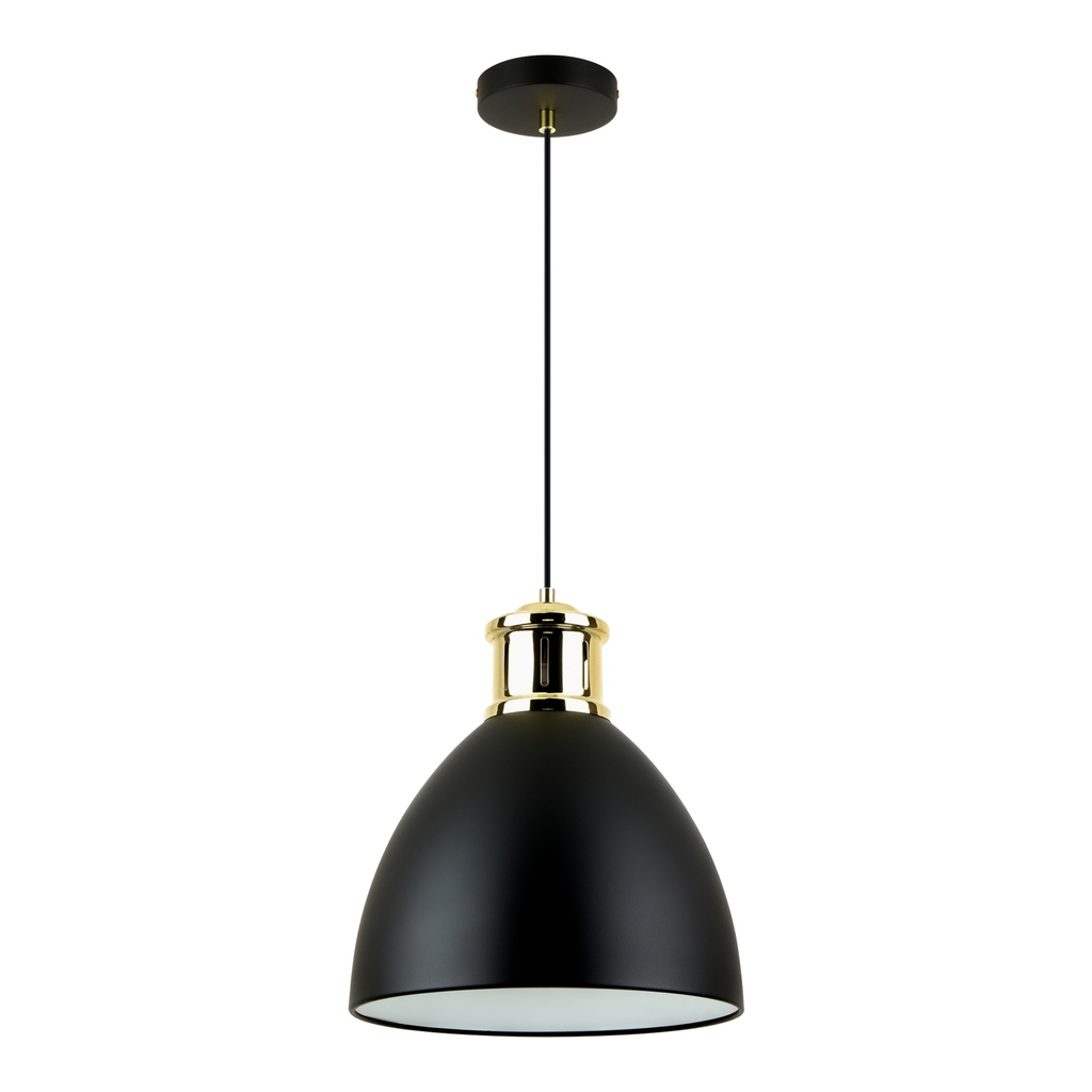 Połyskujące złote wykończenie lampy MENSA zestawione z czarnym, matowym kolorem metalowego klosza to sprawdzone połączenie, idealne dla loftowego stylu.