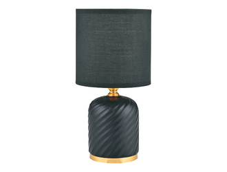 Lampa stołowa z abażurem czarna złoty dekor 26,5 cm