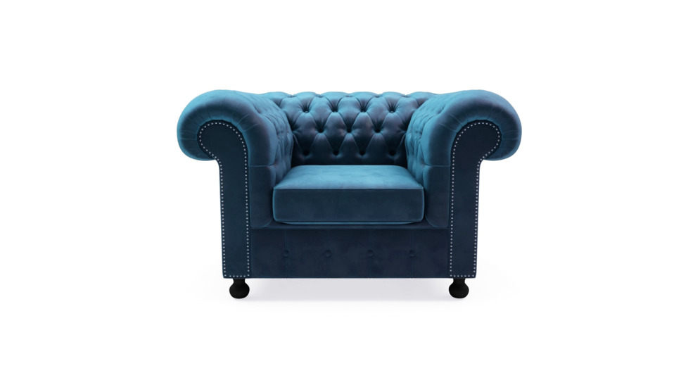 Fotel welurowy niebieski CHESTER