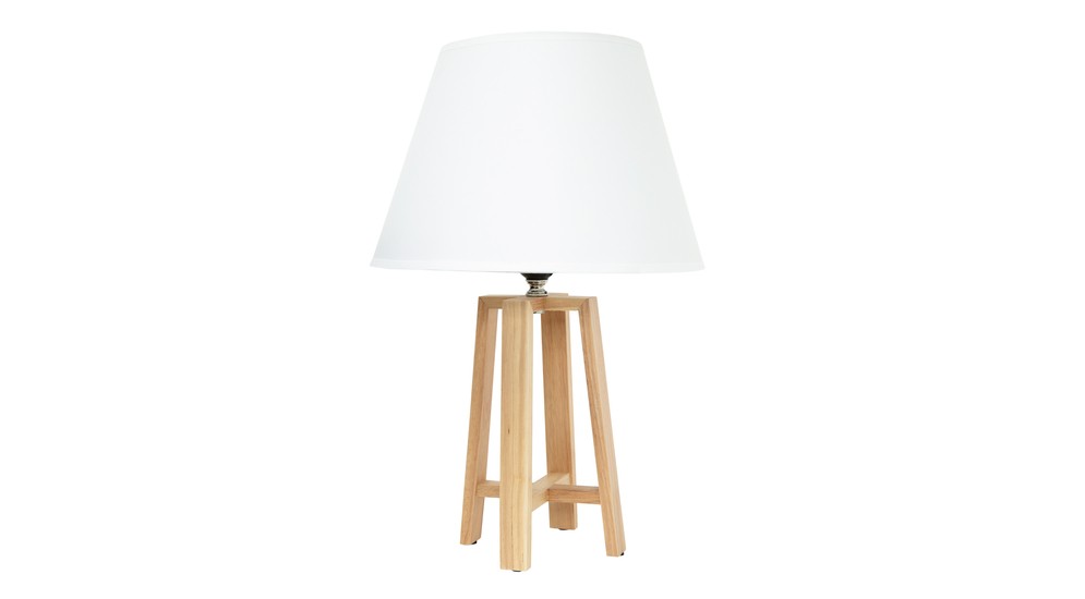Lampa stołowa drewniana biały abażur 45 cm