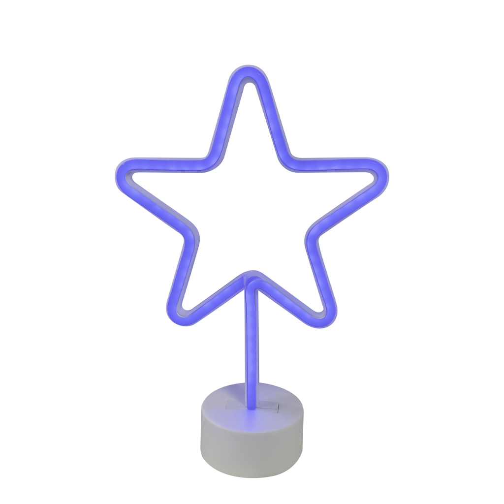 Lampka STAR z niebieskim światłem LED to dekoracja, którą ustawisz ją na komodzie, półce lub blacie biurka.