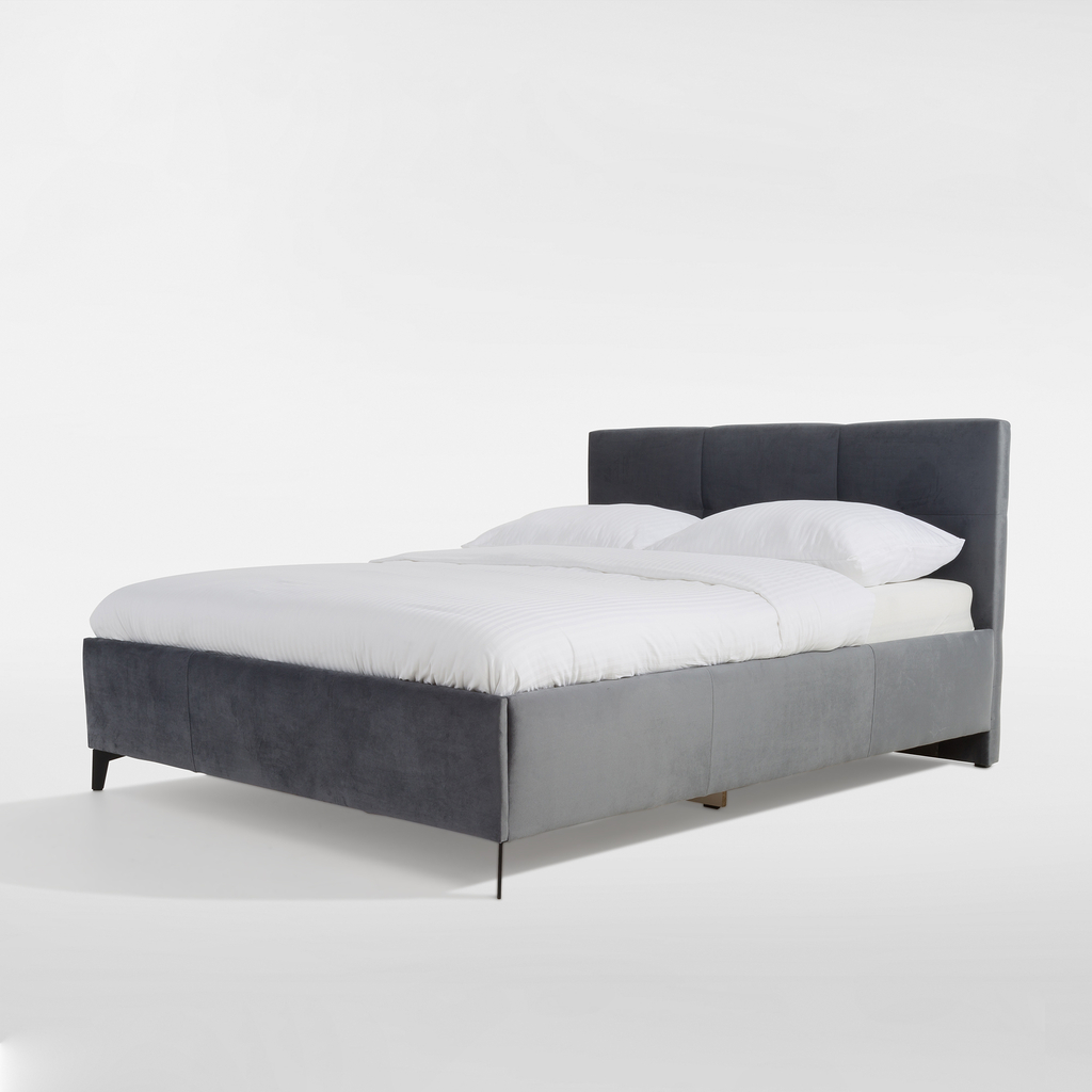 Łóżko ze stelażem szare VIVALDO 160x200 cm