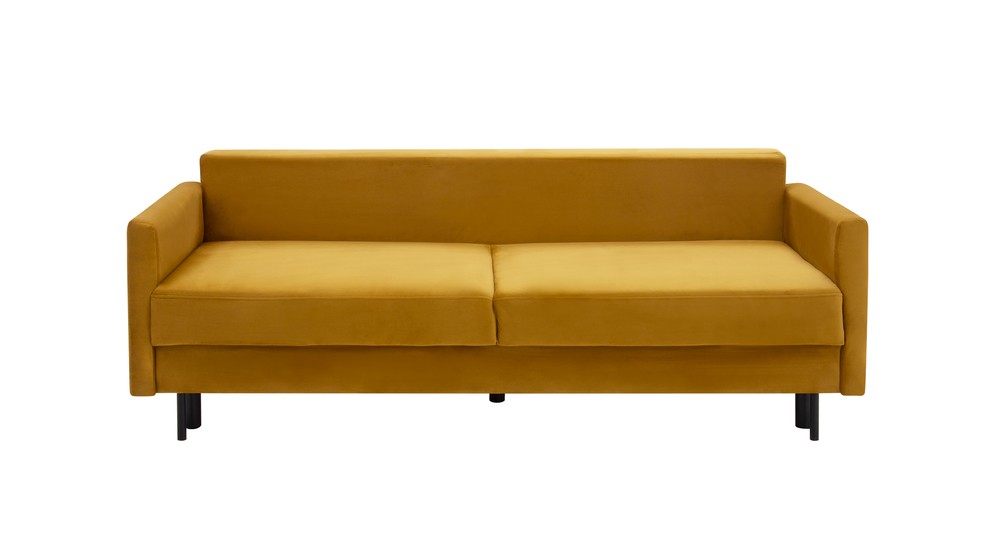 Sofa rozkładana musztardowa BETA