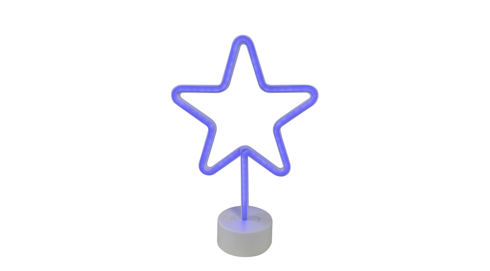 Lampka STAR z niebieskim światłem LED to dekoracja, którą ustawisz ją na komodzie, półce lub blacie biurka.