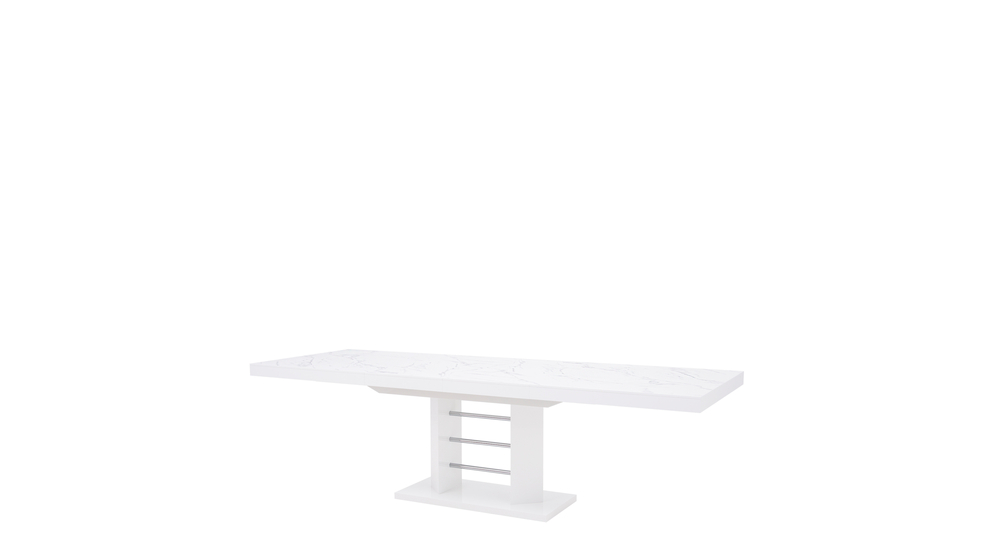 Stół rozkładany LINOSA LUX połysk nadruk marmur / biały