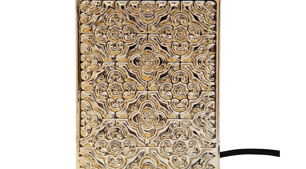 Lampa stołowa ceramiczna marokańska koniczyna czarno-złota 32,5 cm