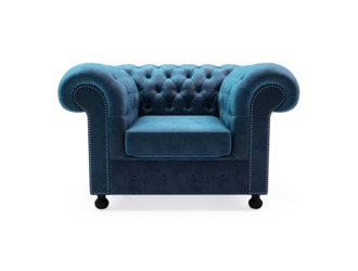 Fotel welurowy niebieski CHESTER