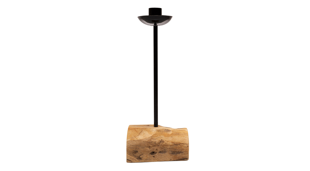 Świecznik na świecę stożkową drewniany 28 cm
