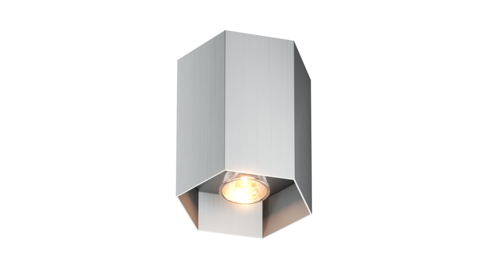 Reflektor natynkowy o geometrycznym kształcie kolor aluminium POLYGON CL 1L