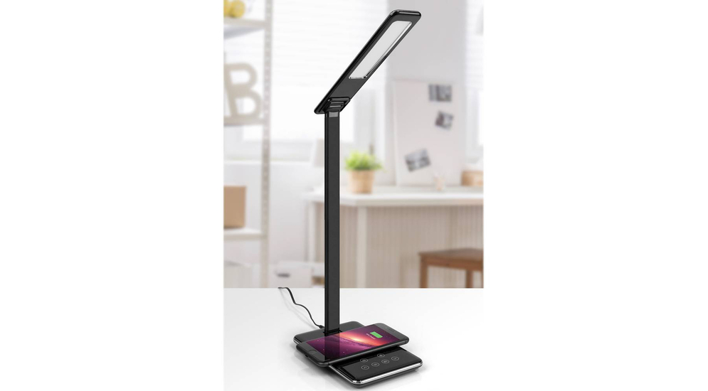 Lampa biurkowa LED z ładowarką indukcyjną czarna CLARA