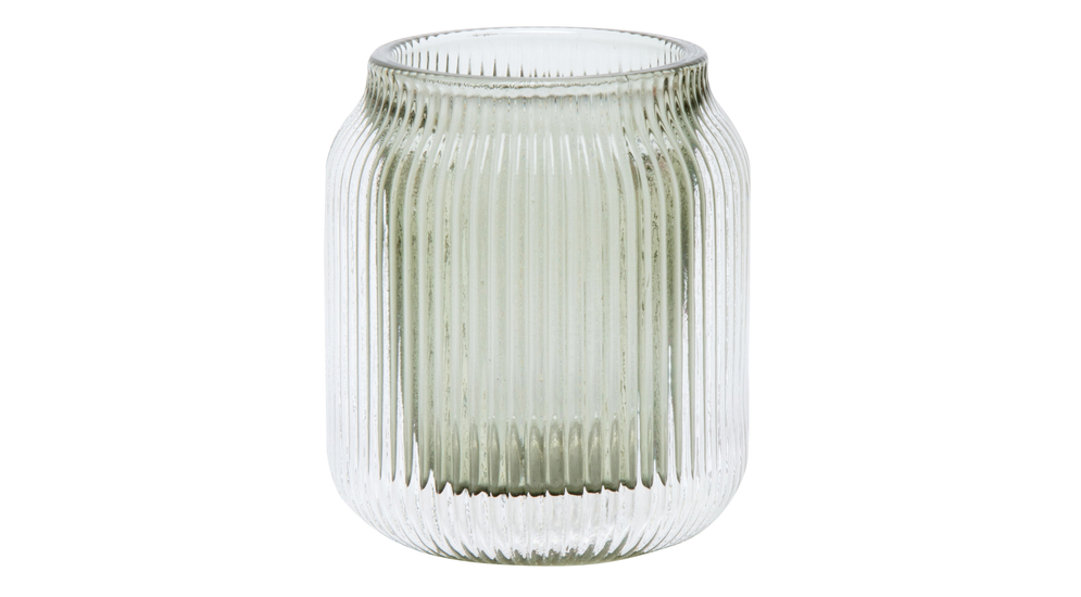 Świecznik szklany w prążki na 1 tealighta 7,5 cm MIX KOLORÓW