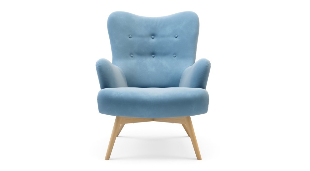 Fotel welurowy jasnoniebieski ZELE