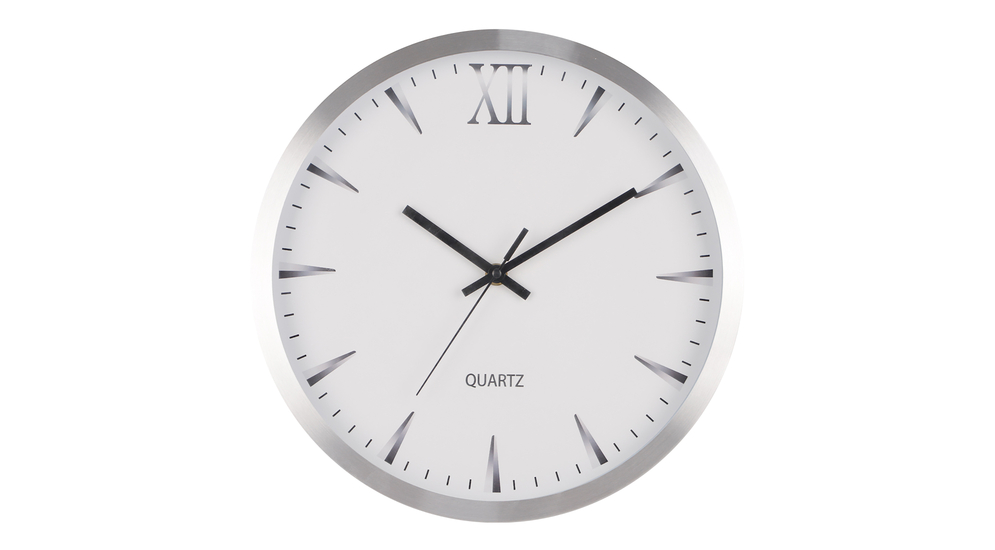 Zegar ścienny srebrny 30,5 cm
