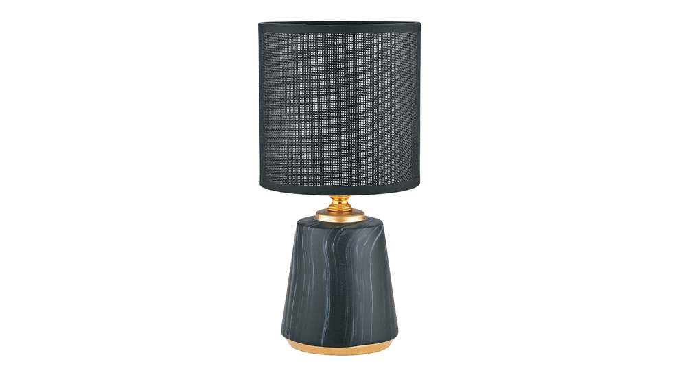 Lampa stołowa z ceramiczną podstawą, czarno-złota do salonu i sypialni.