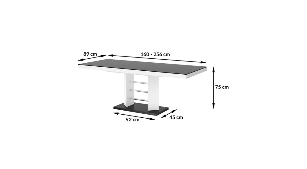 Stół rozkładany LINOSA LUX biały / czarny połysk