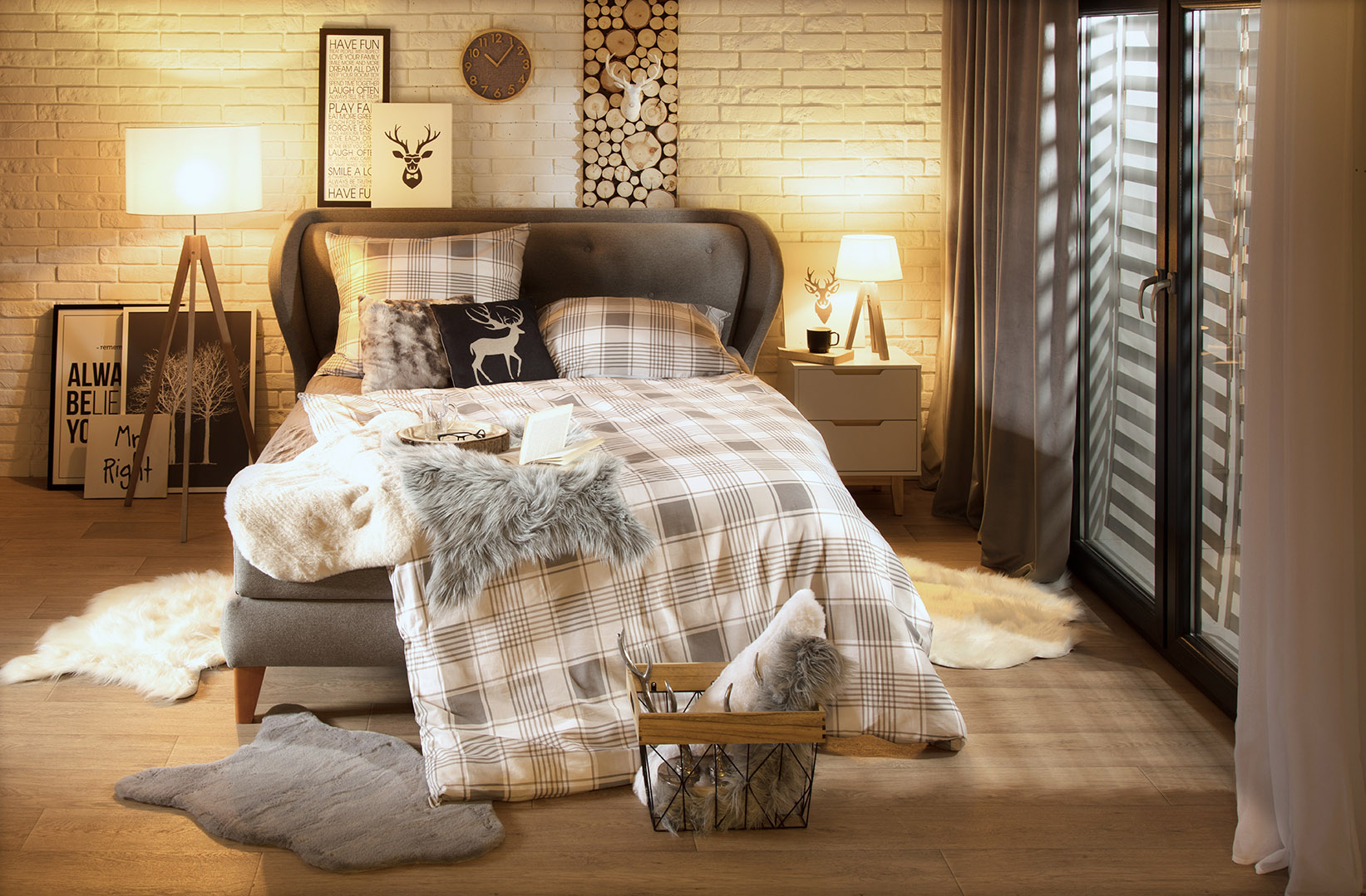 Ciepła sypialnia w stylu skandynawskim