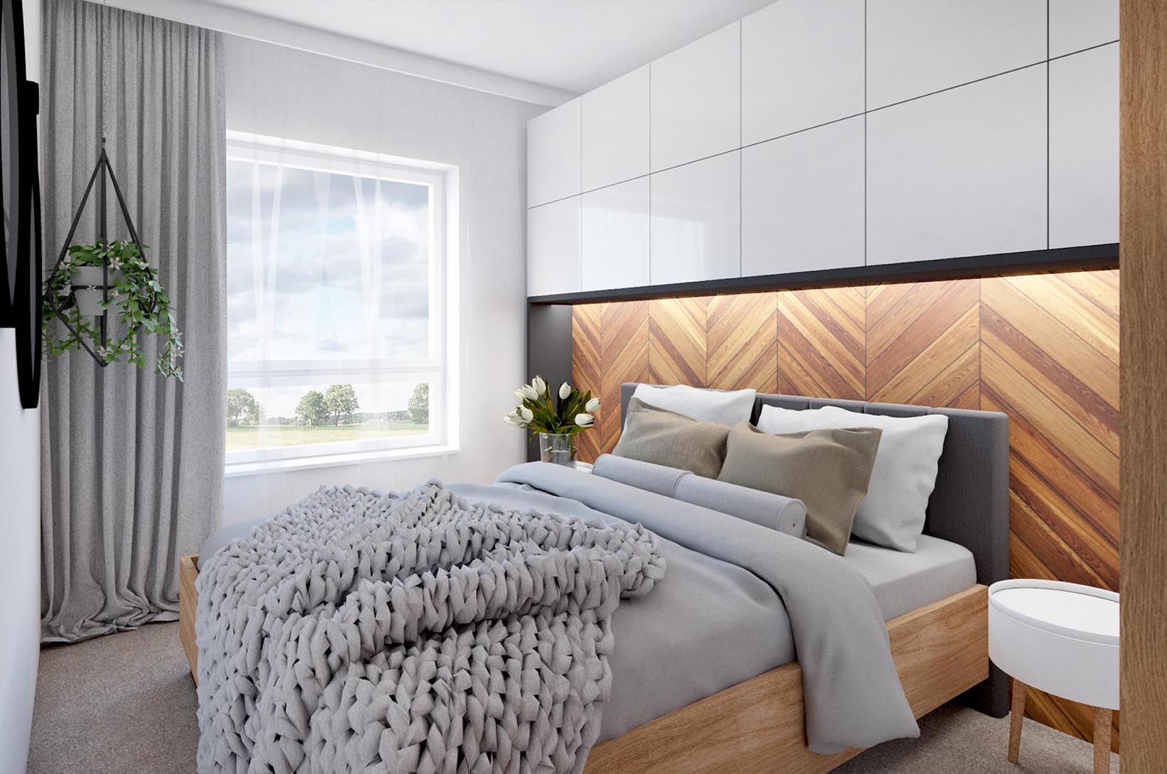 Sypialnia z drewnem