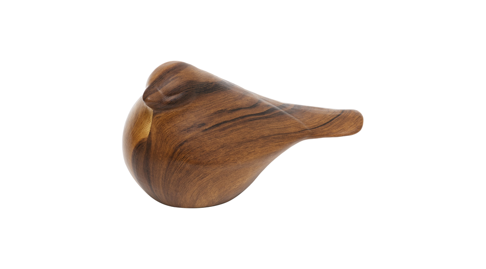 Figurka ceramiczna ptaszek efekt ciemnego drewna 9 cm