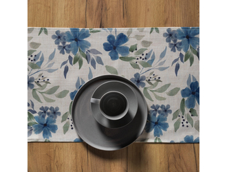Bieżnik na stół w niebieskie kwiaty GARDENIC 40x120 cm