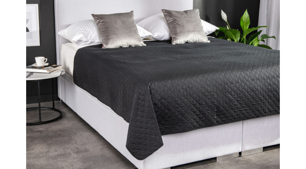 Narzuta na łóżko czarna NICEA 200x220 cm