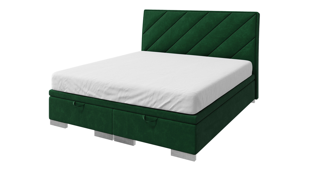 Łóżko kontynentalne zielone LEONARDO 140x200 cm