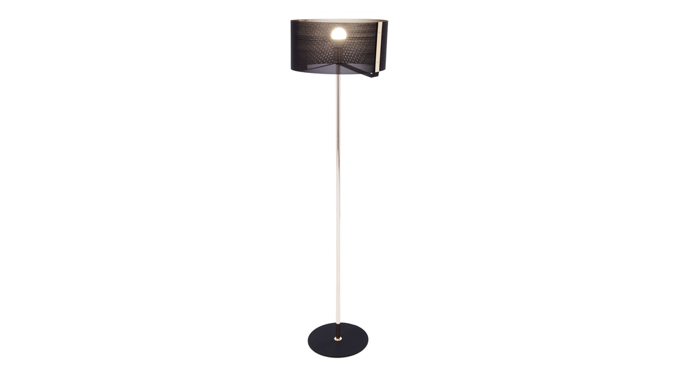 Lampa podłogowa z ozdobnym abażurem czarno-złota ETRO