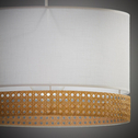 Lampa wisząca z rattanem biała PAGLIA 38,5 cm