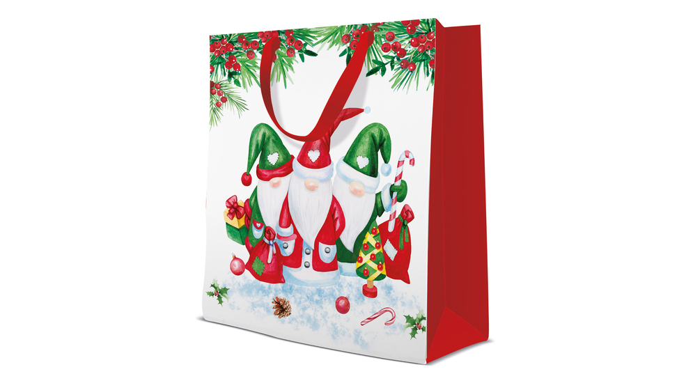 Torba na prezent świąteczna CHRISTMAS GNOMES 26,5x33,5 cm