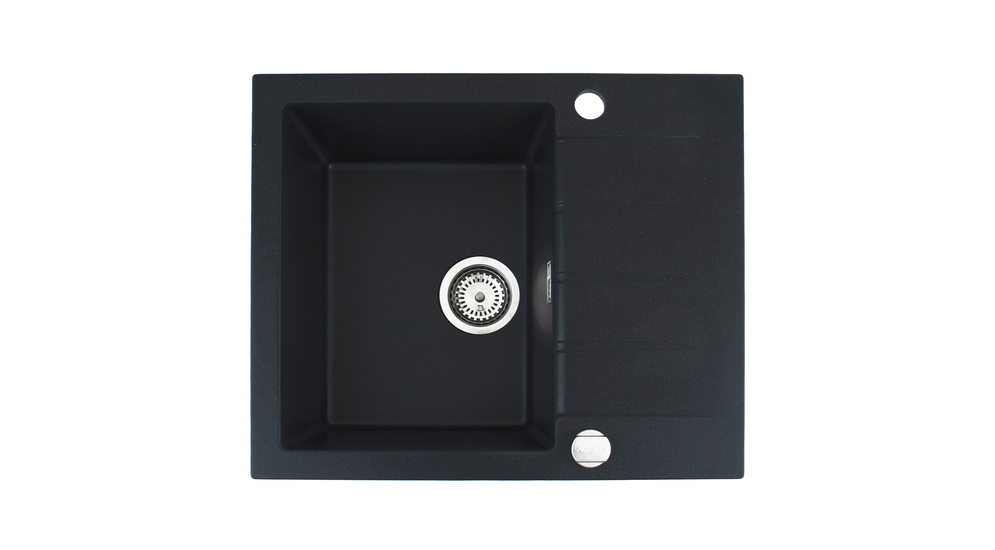 Zlewozmywak DRAGAN 10 jest przeznaczony pod szafkę o minimalnej szerokości 45 cm. Wykończony w czarnym kolorze posiada pojedynczą komorę oraz niewielki ociekacz. 