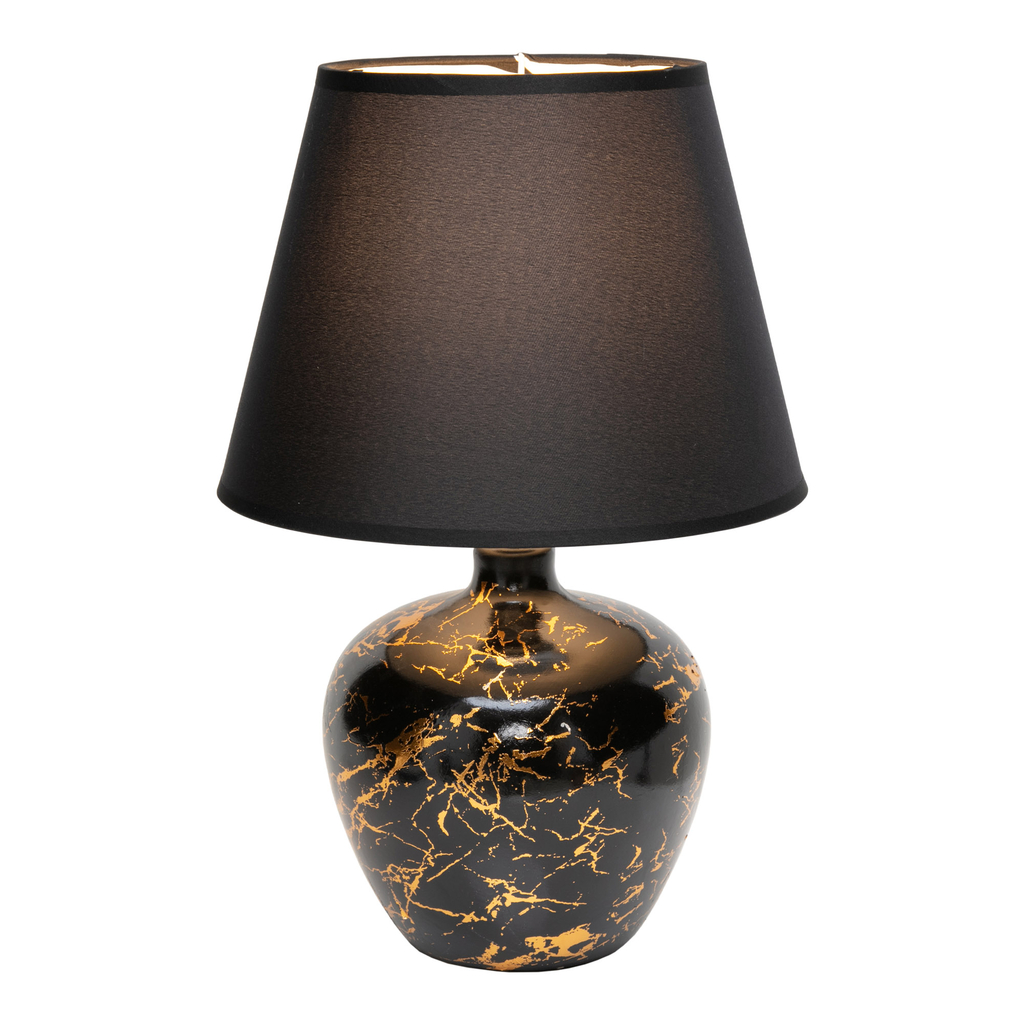 Lampa stołowa czarno - złota z efektem marmuru
