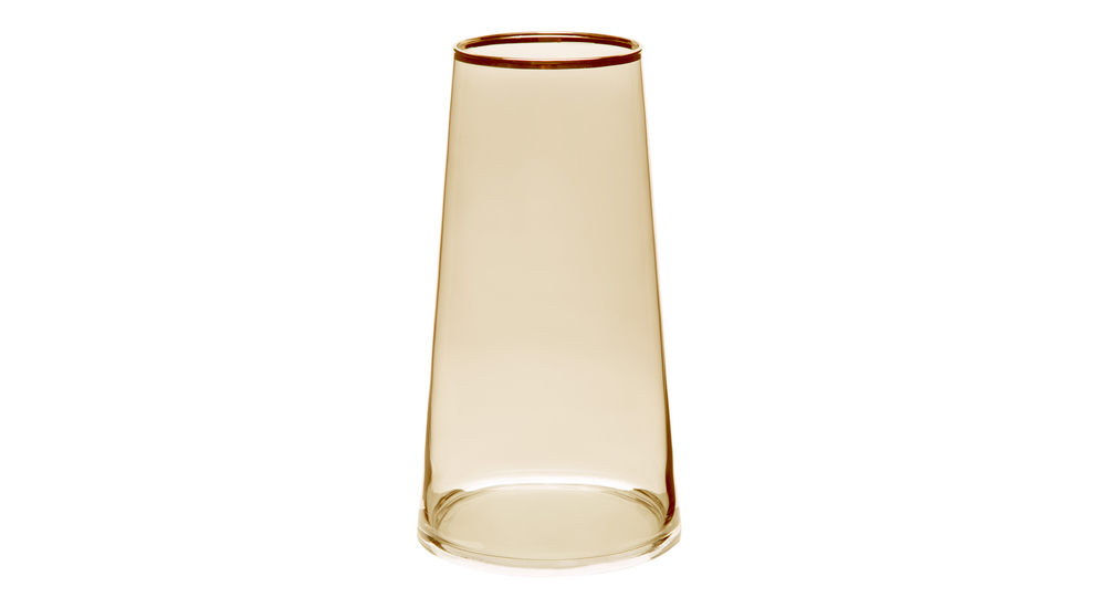 Wazon szklany bursztynowy ze złotym paskiem LISTER 28 cm