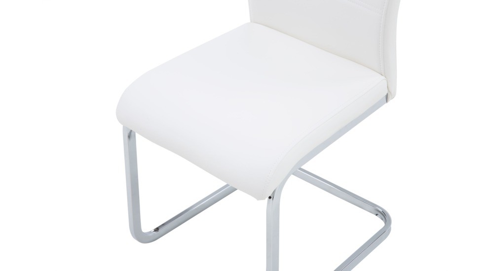 Krzesło na płozie białe ekoskóra ATUT PS