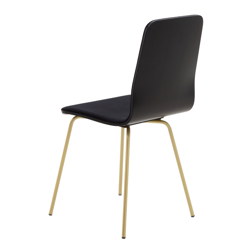 Krzesło welurowe VINGE z czarną tapicerką na metalowych nogach do nowoczesnego wnętrza.