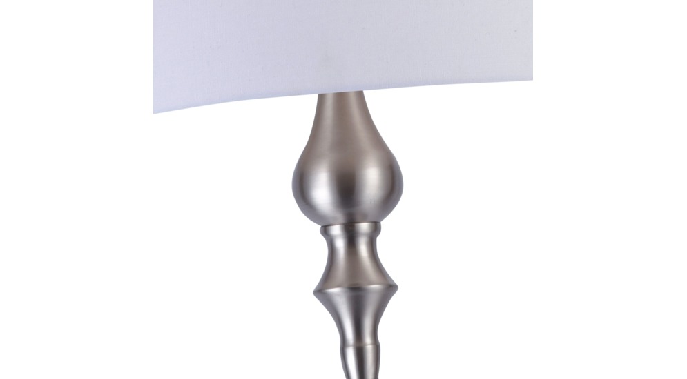 Lampa podłogowa zdobiona podstawa abażur biały DUSTIN