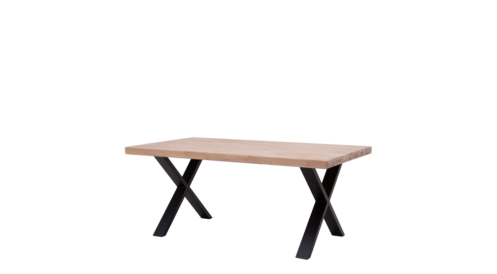 Stół industrialny z drewnianym blatem z nogami X IRIS 180x100 cm