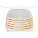 Lampa stołowa biała w złote pasy, ceramiczna podstawa
