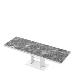 Stół rozkładany LINOSA LUX biały / nadruk czarny marmur mat