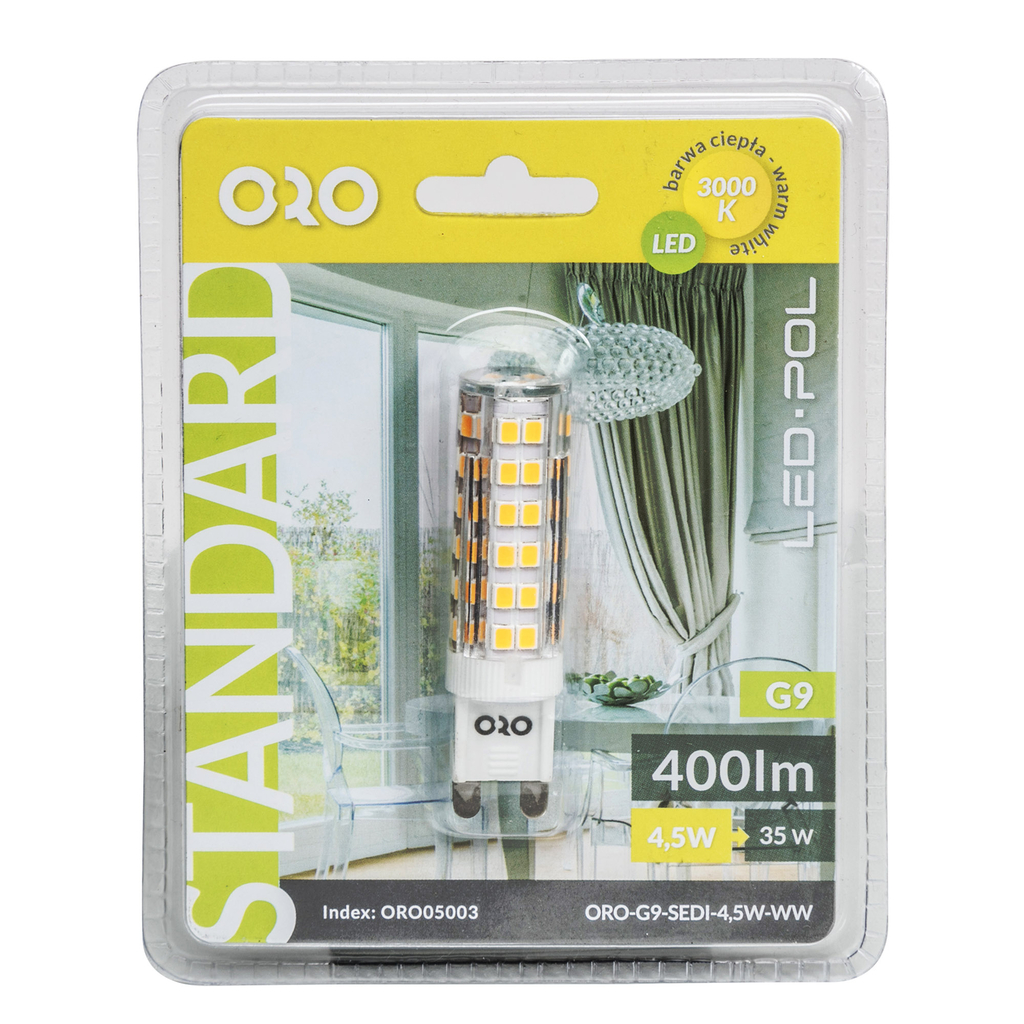 Żarówka LED G9 4,5W barwa ciepła ORO-G9-SEDI-4,5W