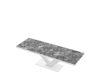 Stół rozkładany VICTORIA biały połysk / nadruk czarny marmur połysk