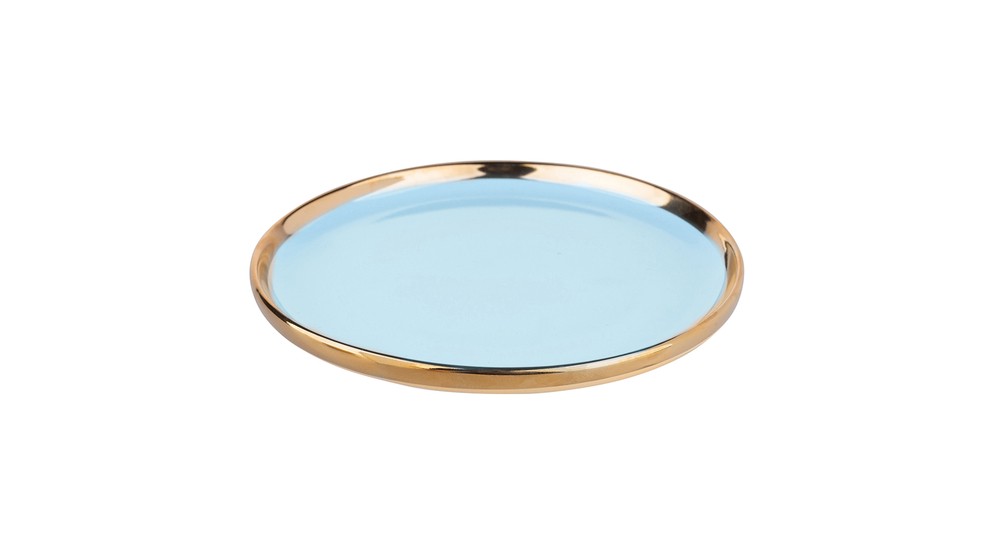 Talerz deserowy błękitna mięta AURORA GOLD 20 cm