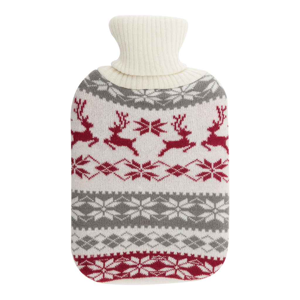 Termofor świąteczny w sweterku BIAŁO-CZERWONY 1,75 L