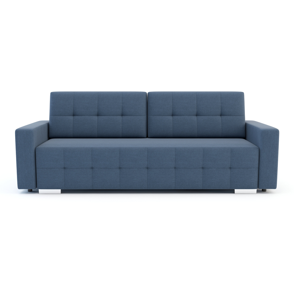 Sofa rozkładana z pikowaniem niebieska LILA