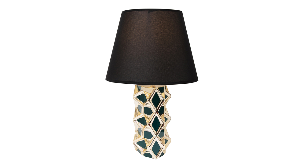 Lampa stołowa ceramiczna zielono-złota, 38 cm