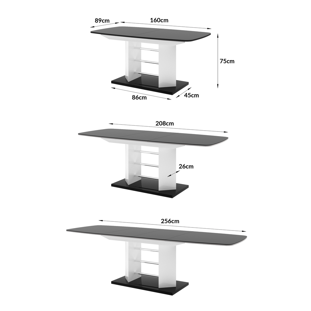 Stół rozkładany LINOSA 3 połysk szary / biały