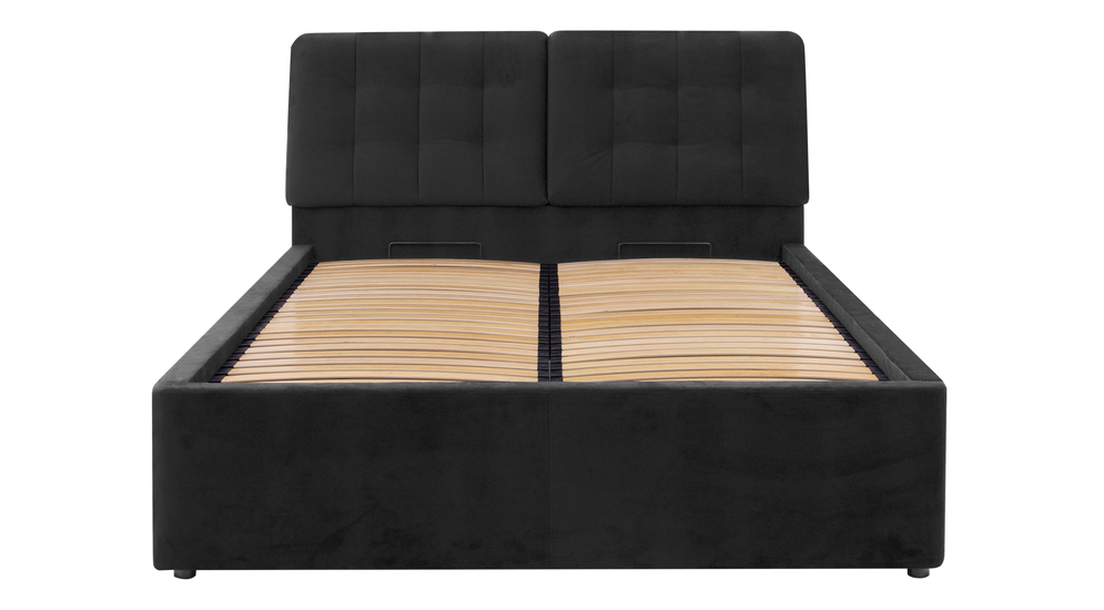 Łóżko tapicerowane czarne ze stelażem ALBEA 160x200 cm