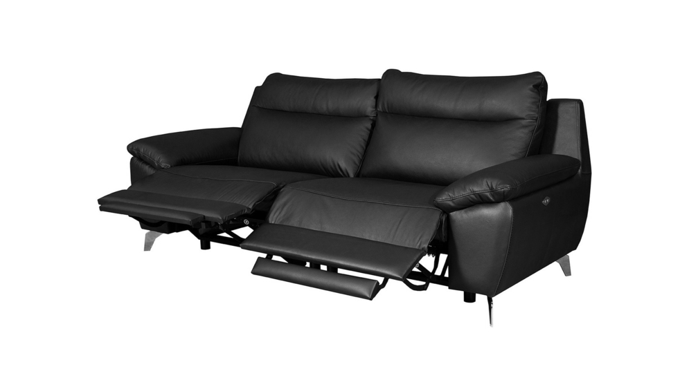 Sofa skórzana z wysuwanym siedziskiem czarna PERLE